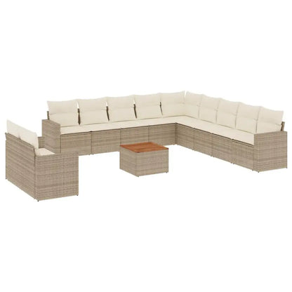 Set Divani da Giardino 12 pz con Cuscini Beige in Polyrattan - homemem39