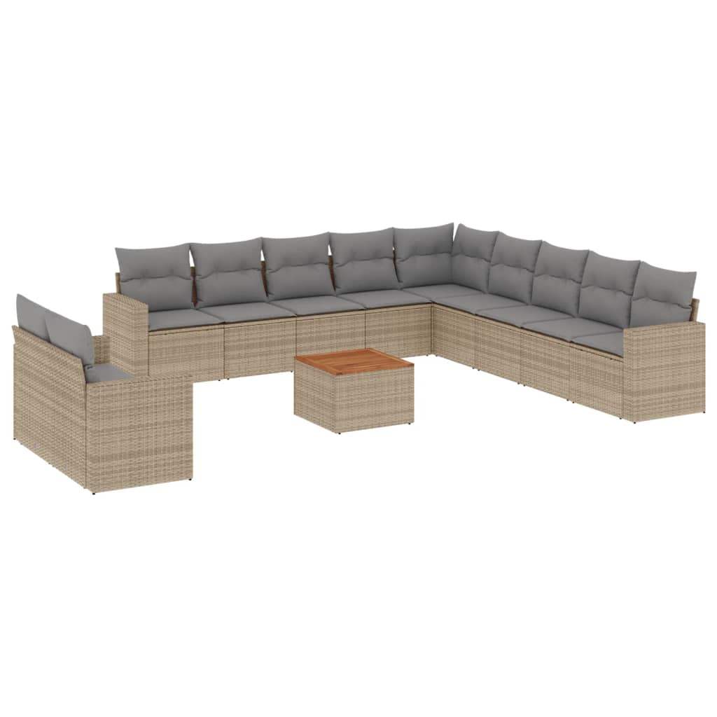 Set Divani da Giardino 12 pz con Cuscini Beige in Polyrattan - homemem39