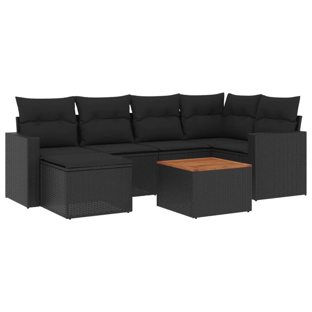 Set Divani da Giardino con Cuscini 7pz Nero Polyrattan - homemem39