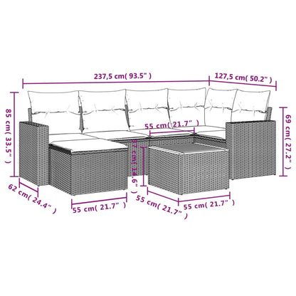 Set Divani da Giardino con Cuscini 7pz Nero Polyrattan - homemem39