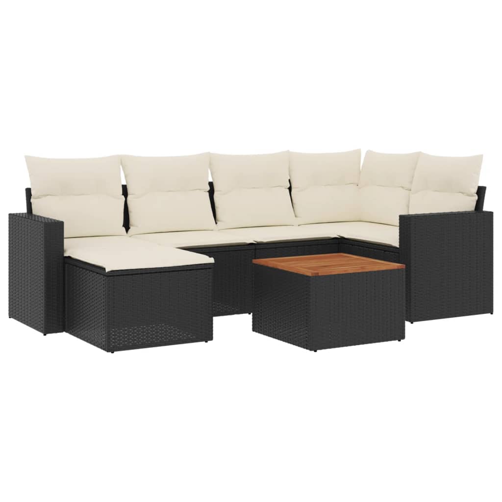 Set Divani da Giardino con Cuscini 7pz Nero Polyrattan - homemem39