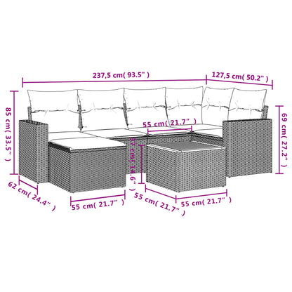 Set Divani da Giardino 7 pz con Cuscini Beige in Polyrattan - homemem39