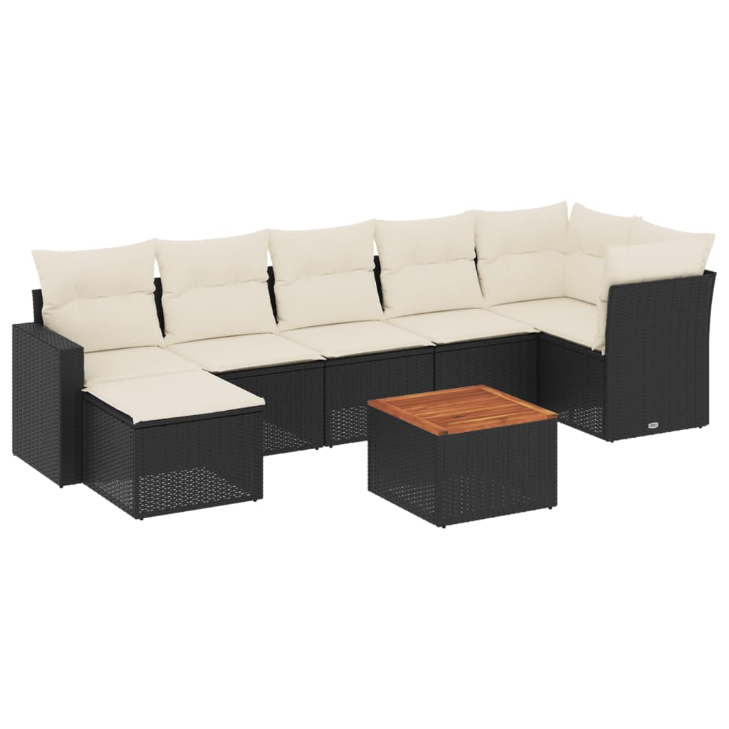 Set Divani da Giardino con Cuscini 8 pz Nero in Polyrattan - homemem39