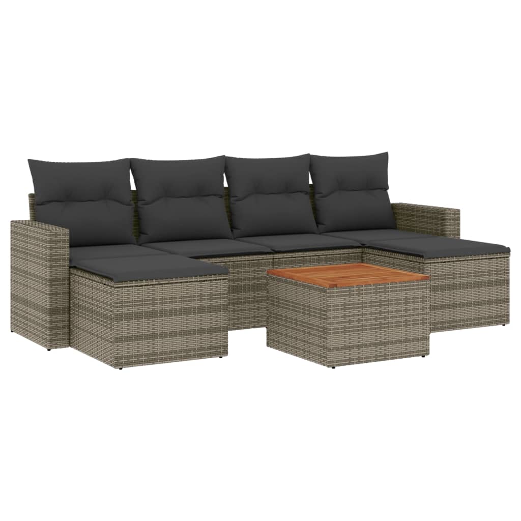 Set Divani da Giardino 7 pz con Cuscini Grigio in Polyrattan - homemem39