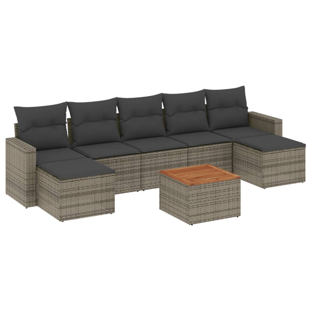 Set Divano da Giardino 8 pz con Cuscini Grigio in Polyrattan - homemem39