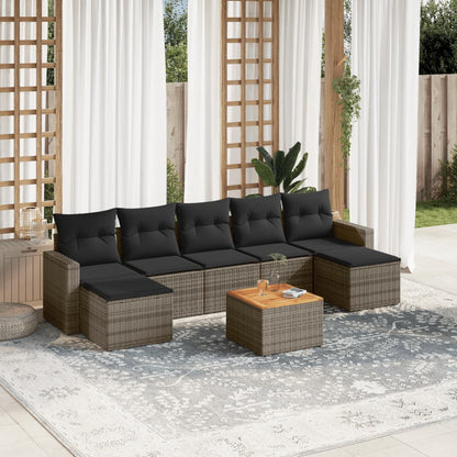 Set Divano da Giardino 8 pz con Cuscini Grigio in Polyrattan - homemem39