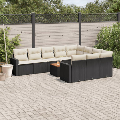 Set Divani da Giardino 11 pz con Cuscini in Polyrattan Nero - homemem39