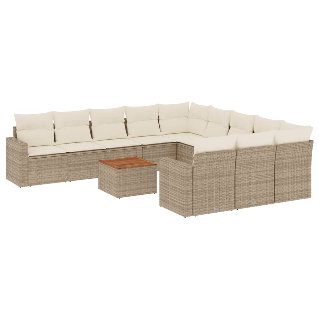 Set Divani da Giardino 12 pz con Cuscini Beige in Polyrattan - homemem39