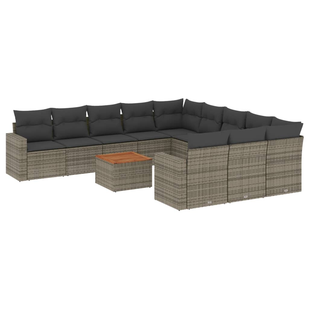 Set Divani da Giardino 12 pz con Cuscini Grigio in Polyrattan - homemem39