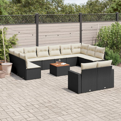 Set Divani da Giardino 13pz con Cuscini Nero in Polyrattan - homemem39