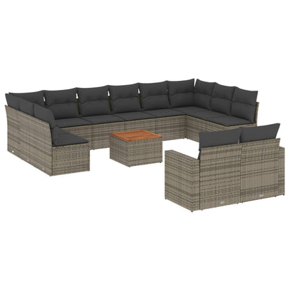 Set Divani da Giardino 13 pz con Cuscini Grigio in Polyrattan - homemem39