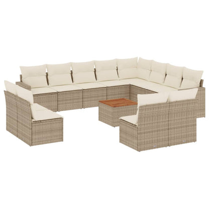 Set Divano da Giardino 13 pz con Cuscini Beige in Polyrattan - homemem39