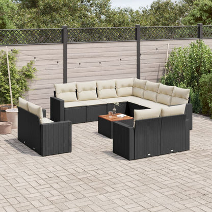 Set Divani da Giardino 12 pz con Cuscini Nero in Polyrattan - homemem39