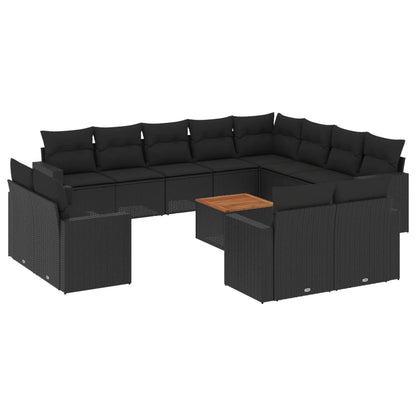 Set Divani da Giardino 13pz con Cuscini Nero in Polyrattan - homemem39