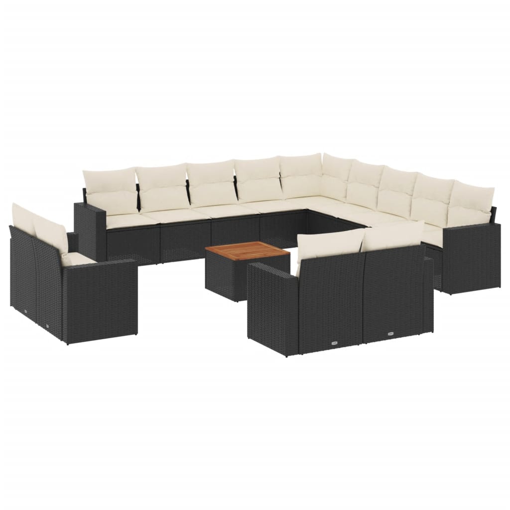 Set Divani da Giardino 14pz con Cuscini in Polyrattan Nero - homemem39