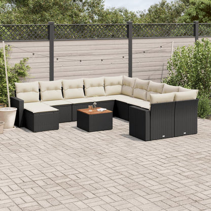 Set Divani da Giardino 12 pz con Cuscini Nero in Polyrattan - homemem39