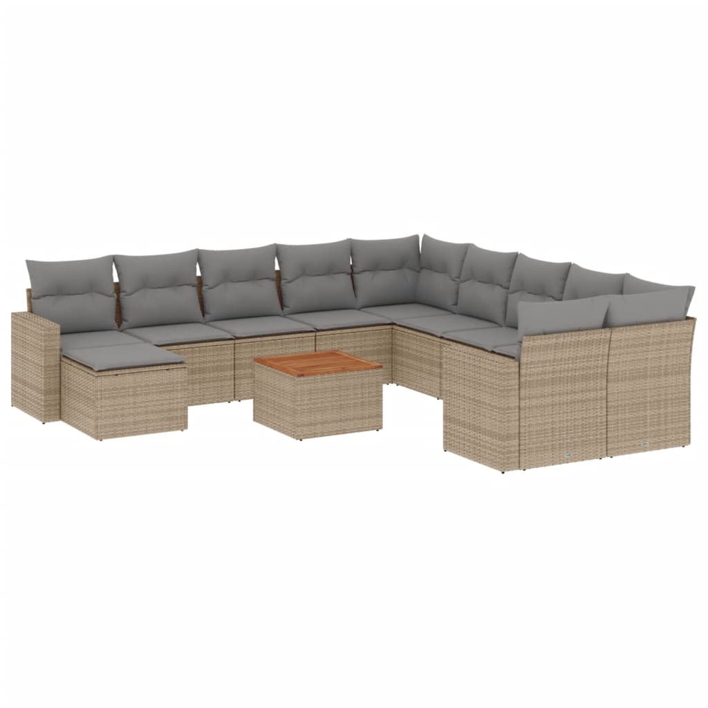 Set Divani da Giardino 12 pz con Cuscini Beige in Polyrattan - homemem39