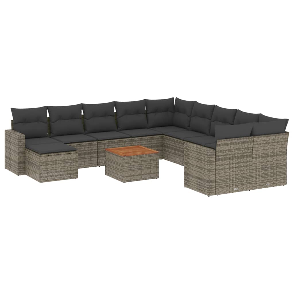 Set Divani da Giardino 12 pz con Cuscini Grigio in Polyrattan - homemem39