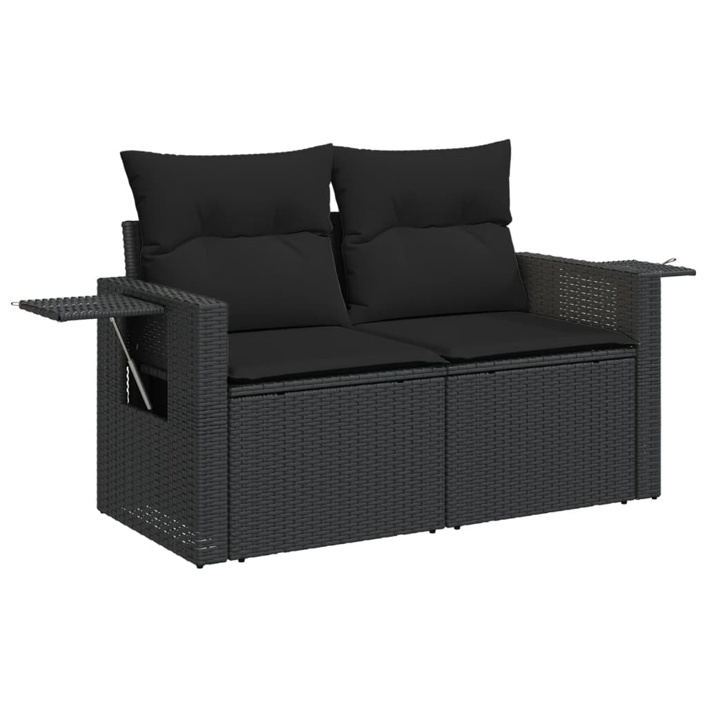 Set Divani da Giardino 4 pz con Cuscini Nero in Polyrattan - homemem39