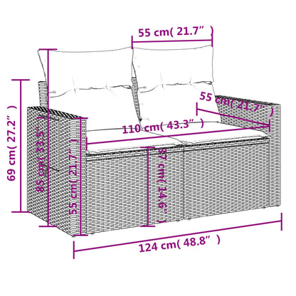 Set Divani da Giardino 4 pz con Cuscini in Polyrattan Grigio - homemem39