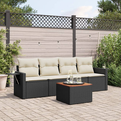 Set Divani da Giardino 5 pz con Cuscini in Polyrattan Nero - homemem39