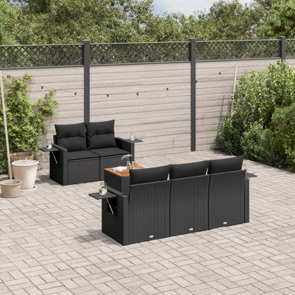 Set Divano da Giardino 6 pz con Cuscini Nero in Polyrattan - homemem39