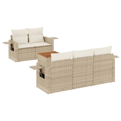 Set Divano da Giardino 6 pz con Cuscini Beige in Polyrattan - homemem39