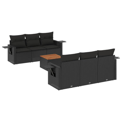 Set Divani da Giardino con Cuscini 7pz Nero Polyrattan - homemem39