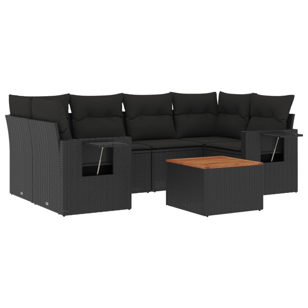 Set Divani da Giardino con Cuscini 7pz Nero Polyrattan - homemem39