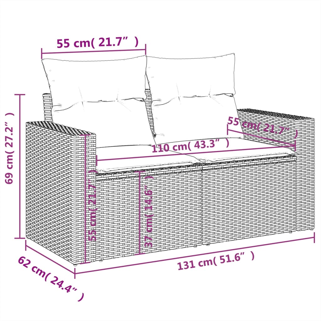 Set Divani da Giardino con Cuscini 7pz Nero Polyrattan - homemem39