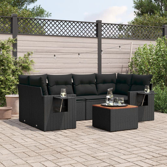 Set Divani da Giardino con Cuscini 7pz Nero Polyrattan - homemem39