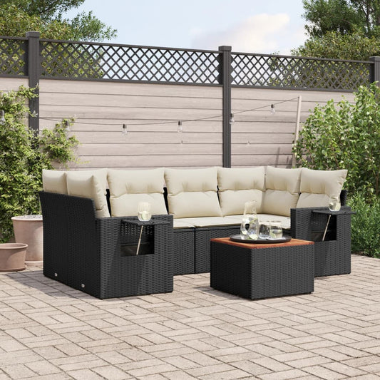 Set Divani da Giardino con Cuscini 7pz Nero Polyrattan - homemem39