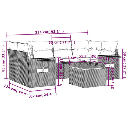 Set Divani da Giardino 7 pz con Cuscini Nero in Polyrattan | homemem39