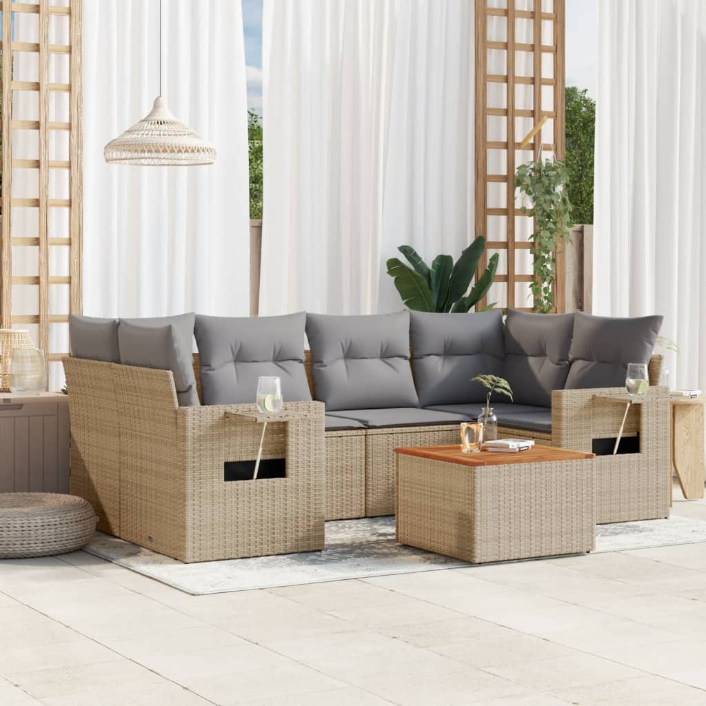 Set Divani da Giardino 7 pz con Cuscini in Polyrattan