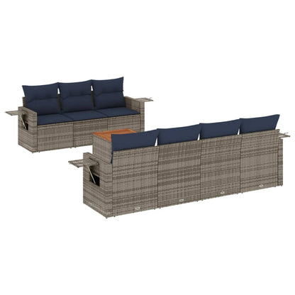Set Divani da Giardino 8 pz con Cuscini Grigio in Polyrattan | homemem39