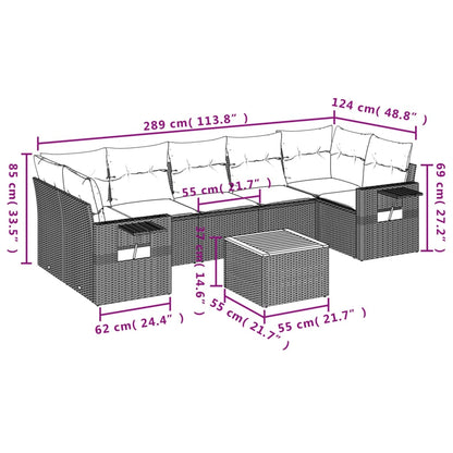 Set Divano da Giardino 8 pz con Cuscini Grigio in Polyrattan - homemem39