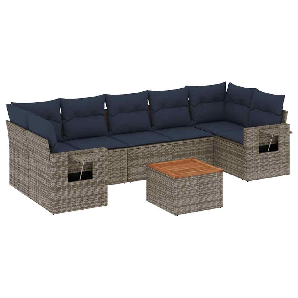 Set Divani da Giardino 8 pz con Cuscini in Polyrattan