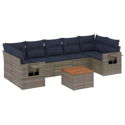 Set Divani da Giardino 8 pz con Cuscini in Polyrattan
