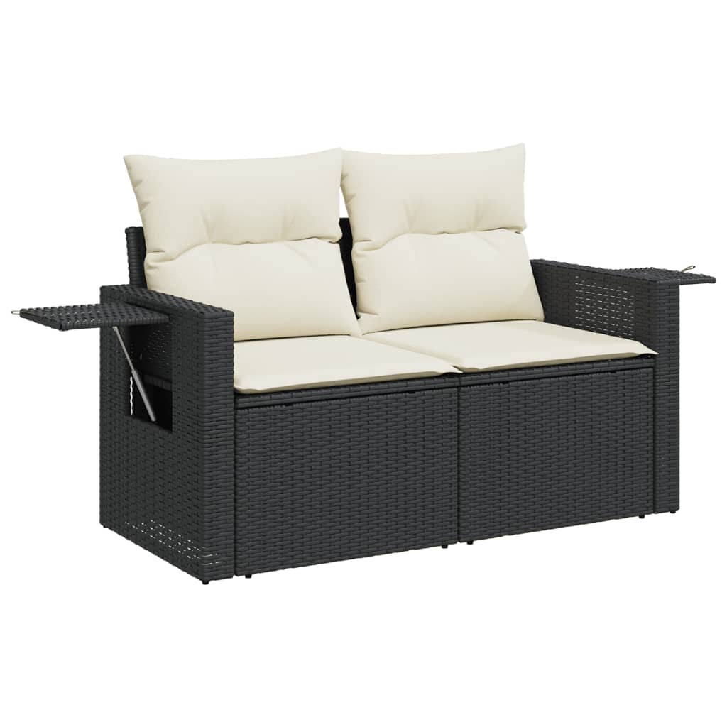 Set Divani da Giardino 9 pz con Cuscini Nero in Polyrattan - homemem39