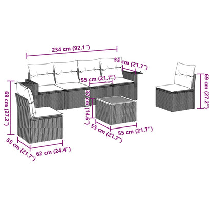 Set Divani da Giardino con Cuscini 7pz Nero Polyrattan - homemem39