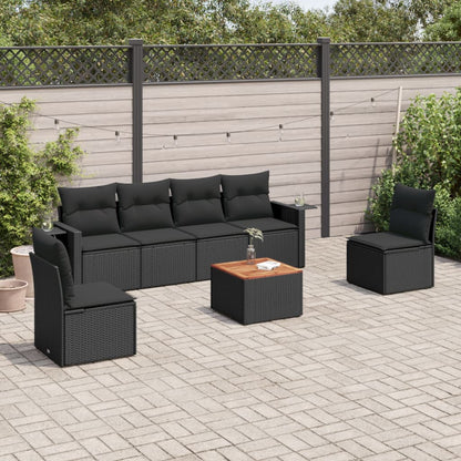 Set Divani da Giardino con Cuscini 7pz Nero Polyrattan - homemem39