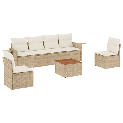 Set Divani da Giardino 7 pz con Cuscini in Polyrattan