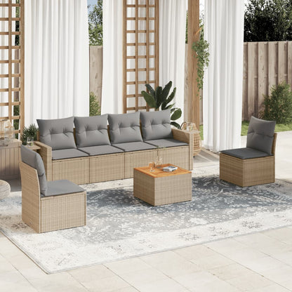 Set Divani da Giardino 7 pz con Cuscini in Polyrattan