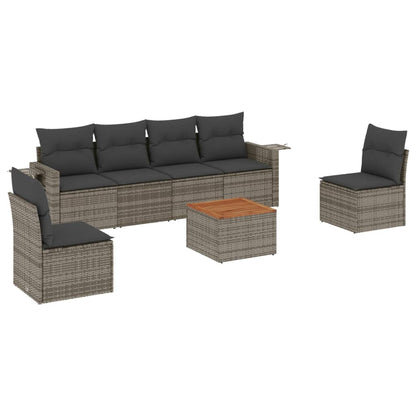 Set Divani da Giardino 7 pz con Cuscini in Polyrattan