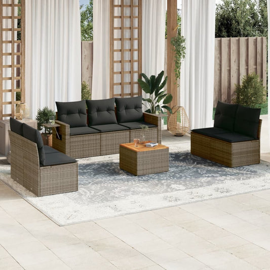 Set Divano da Giardino 8 pz con Cuscini Grigio in Polyrattan - homemem39