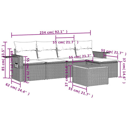Set Divani da Giardino 6 pz con Cuscini Nero in Polyrattan | homemem39