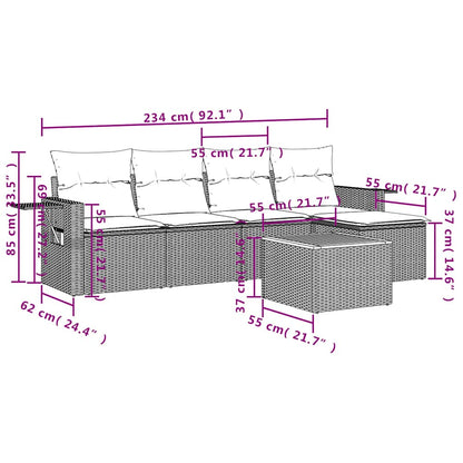 Set Divani da Giardino 6 pz con Cuscini Grigio in Polyrattan | homemem39