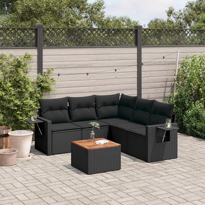 Set Divano da Giardino 6 pz con Cuscini Nero in Polyrattan - homemem39