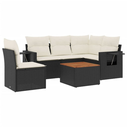 Set Divano da Giardino 6 pz con Cuscini Nero in Polyrattan - homemem39