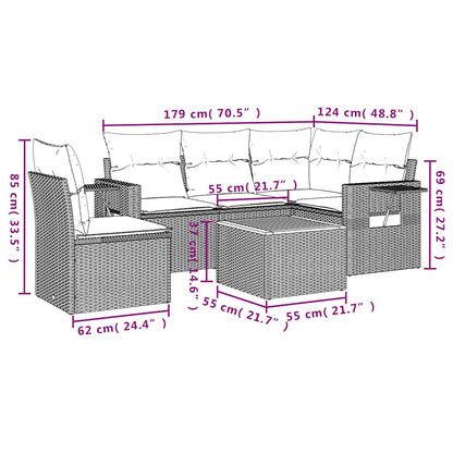 Set Divani da Giardino 6 pz con Cuscini Grigio in Polyrattan | homemem39